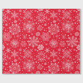 White And Red Christmas Snowflakes Pattern Geschenkpapier (Flach)