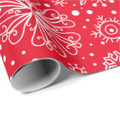 White And Red Christmas Snowflakes Pattern Geschenkpapier (Rolleneckpunkt)