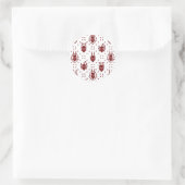 White and Red Crimson Fantasy Dragon Dot Pattern Runder Aufkleber (Tasche)