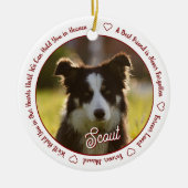 White and Red Dog Memorial Forever Loved Pet Loss Keramik Ornament (Vorne)