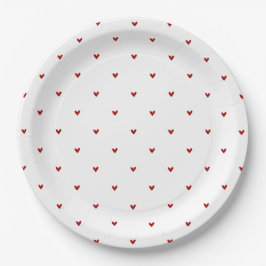 White and Red Hearts Pattern Valentine's Day Pappteller