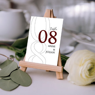 White and Red Modern Wedding Table Number Card Tischnummer