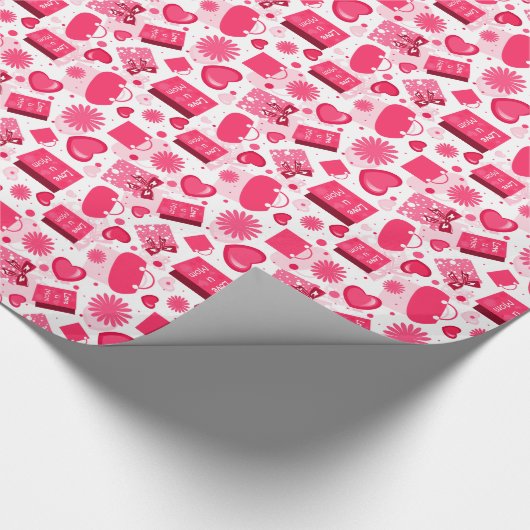 White And Red Mothers Day Seamless Pattern Geschenkpapier (Ecke)