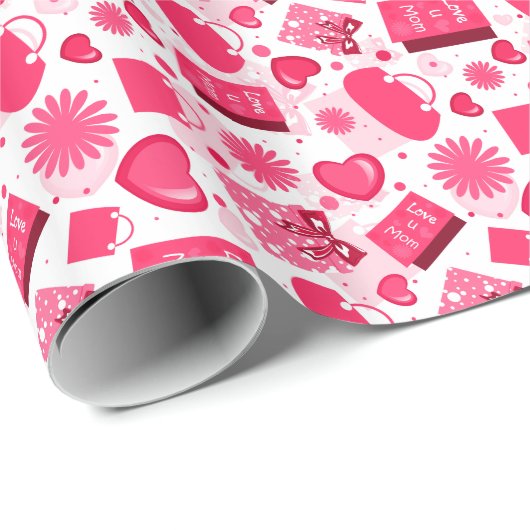 White And Red Mothers Day Seamless Pattern Geschenkpapier (Rolleneckpunkt)