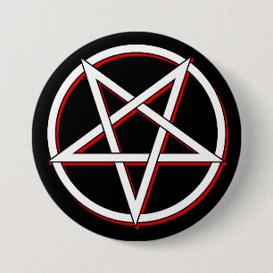 White and Red Pentagram Button