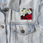 White and Red Poinsettias II Weihnachtsfeiertage Button (Beispiel)