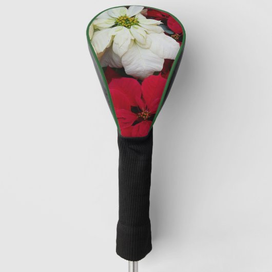 White and Red Poinsettias II Weihnachtsfeiertage Golf Headcover (Vorderseite)