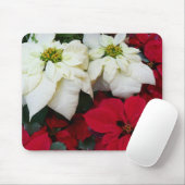 White and Red Poinsettias II Weihnachtsfeiertage Mousepad (Mit Mouse)