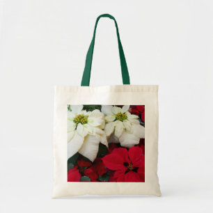 White and Red Poinsettias II Weihnachtsfeiertage Tragetasche