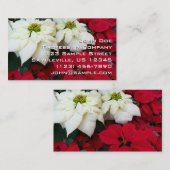 White and Red Poinsettias II Weihnachtsfeiertage Visitenkarte (Vorne/Hinten)