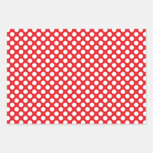 White and Red Polka Dot Geschenkpapier Set
