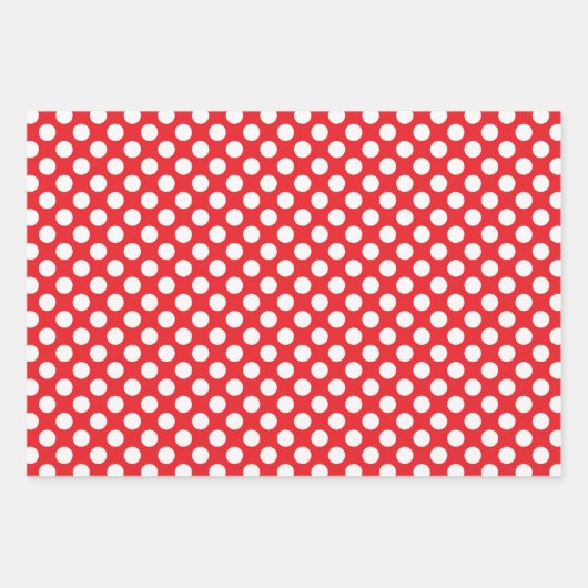 White and Red Polka Dot Geschenkpapier Set (Vorderseite)