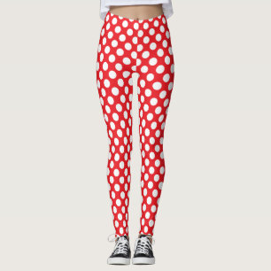White and Red Polka Dot Leggings