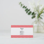 White and Red Polka Dot Visitenkarte (Stehend Vorderseite)