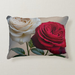 White and Red Rose Home Decor Pillow Dekokissen