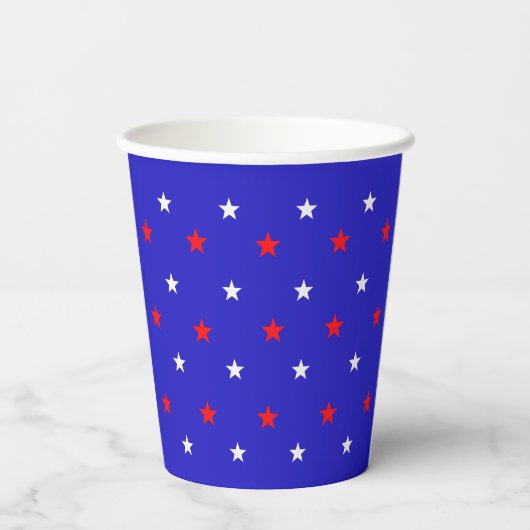 White and Red Stars - Starry Sky Pattern Pappbecher (Rückseite)