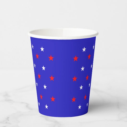 White and Red Stars - Starry Sky Pattern Pappbecher (Links)