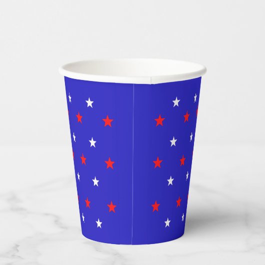 White and Red Stars - Starry Sky Pattern Pappbecher (Rechts)