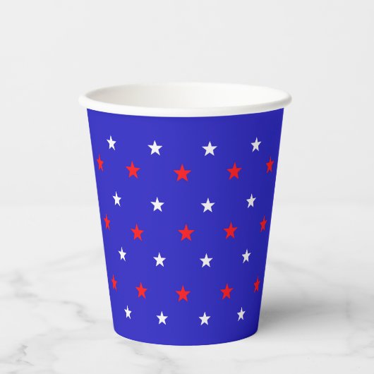White and Red Stars - Starry Sky Pattern Pappbecher (Vorderseite)