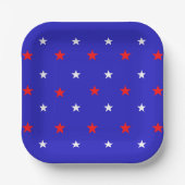 White and Red Stars - Starry Sky Pattern Pappteller (Vorderseite)