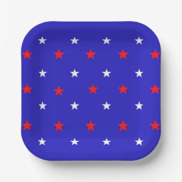 White and Red Stars - Starry Sky Pattern Pappteller