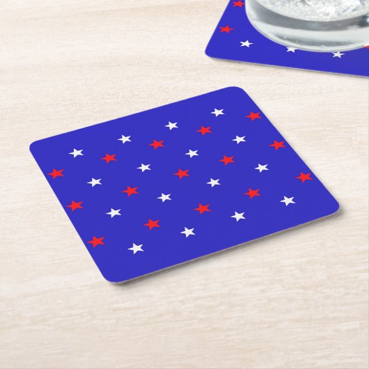 White and Red Stars - Starry Sky Pattern Rechteckiger Pappuntersetzer (angewinkelt)