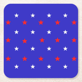 White and Red Stars - Starry Sky Pattern Rechteckiger Pappuntersetzer