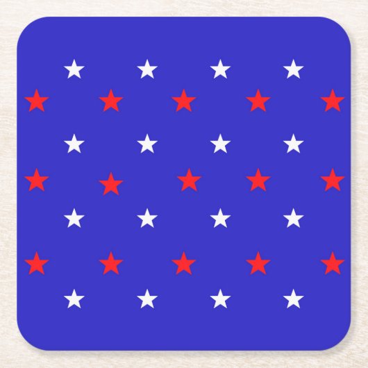 White and Red Stars - Starry Sky Pattern Rechteckiger Pappuntersetzer (Vorderseite)