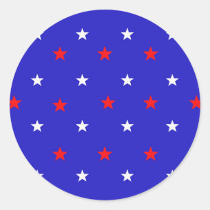 White and Red Stars - Starry Sky Pattern Runder Aufkleber