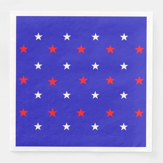 White and Red Stars - Starry Sky Pattern Serviette (Vorderseite)