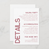 White and Rose Gold Typografy Wedding Details Begleitkarte (Vorne/Hinten)