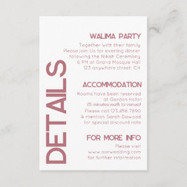 White and Rose Gold Typografy Wedding Details Begleitkarte