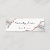 White and Rosen Gold Agate Business Card Mini Visitenkarte (Vorderseite)
