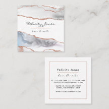 White and Rosen Gold Agate Business Card
