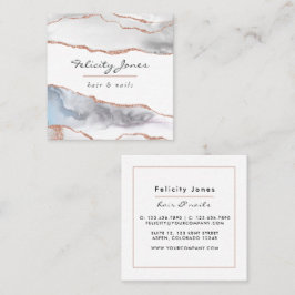 White and Rosen Gold Agate Business Card Quadratische Visitenkarte