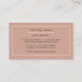 White and Rosen Gold Agate Business Card Visitenkarte (Rückseite)