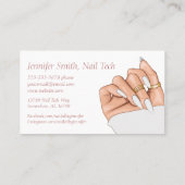 White and Rosen Gold Nail Tech Business Card Visitenkarte (Rückseite)