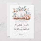 White and Rosen Gold Pumpkins fallen Engagement Pa Einladung (Vorderseite)