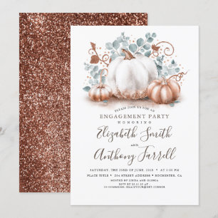 White and Rosen Gold Pumpkins fallen Engagement Pa Einladung