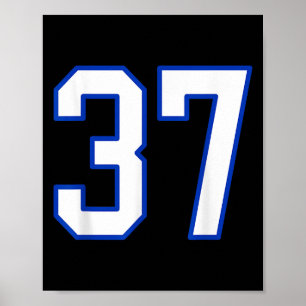 White and Royal Blue Number 37 Jersey Player Unifo Poster
