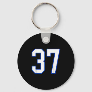 White and Royal Blue Number 37 Jersey Player Unifo Schlüsselanhänger