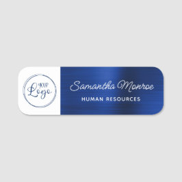 White and Royal Navy Blue Foil Namensschild