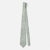 White And Sage Green Floral Paisley Pattern Krawatte (Vorderseite)