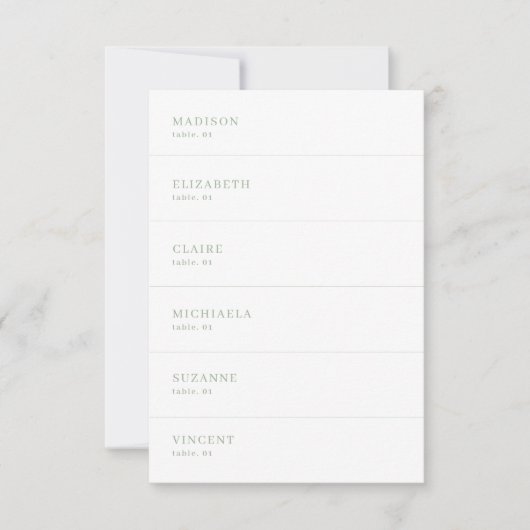 White and Sage Green Wedding Platzkarte DIY (Vorderseite)
