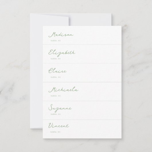 White and Sage Green Wedding Platzkarte DIY (Vorderseite)
