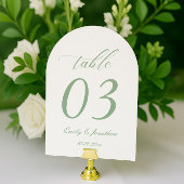 White and Sage Green Wedding Table Number Einladung