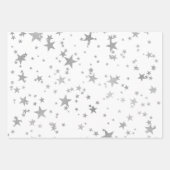 White and Silver Celestial Star Wrapping Paper Geschenkpapier Set (Vorderseite 2)