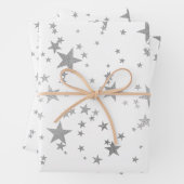 White and Silver Celestial Star Wrapping Paper Geschenkpapier Set (Beispiel)