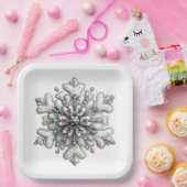 WHITE AND SILVER CHRISTMAS WINTER SNOWFLAKES PAPPTELLER (Party)