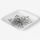 WHITE AND SILVER CHRISTMAS WINTER SNOWFLAKES PAPPTELLER (Gewinkelt)